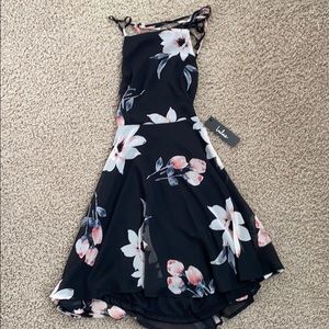 High neck Floral sundress with corset back